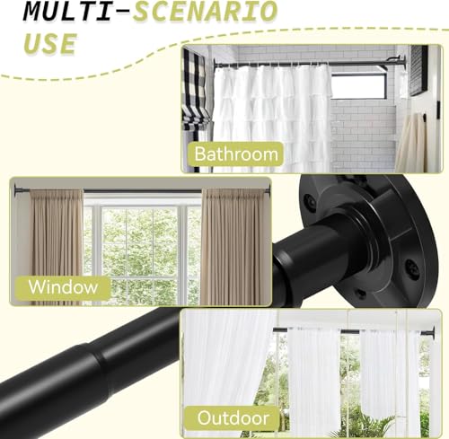 Shower Curtain Rod 31-88 In Spring Adjustable Pole Heavy Duty Matte Black Tension Rods Drilling and No Drilling Shower Rod for Bathroom Window Anti-Slip Never Rust - color: Matte Black, size: 31-88"