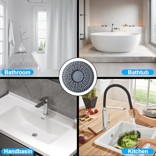 Shower Drain Hair Catcher, 2 Pack Premium Silicone Drain Protector & Shower Drain Cover, Shower Installation Kits for Flat Drains of Shower Room, Bathroom, Gray