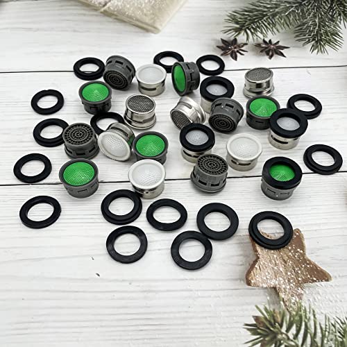 Faucet Aerator with Gasket Flow Restrictor Insert Bathroom Faucet Aerator Replacement Parts 10 pcs Stainless Steel and 10 pcs Green - color: Green