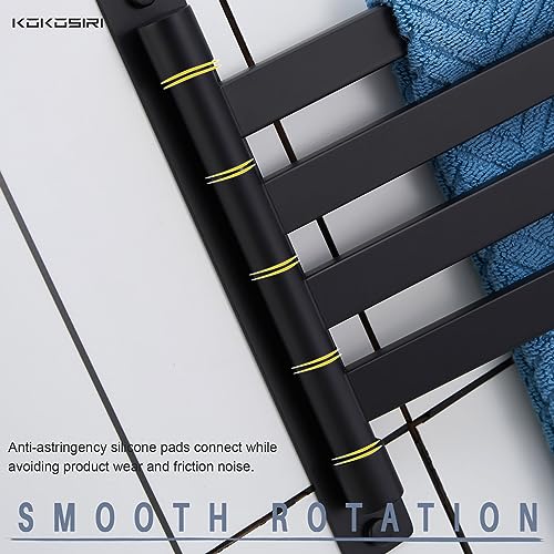 KOKOSIRI Bathroom Towel Bars Swivel Towel Rails Matte Black Swing Out Hand Towel Holder 4-Arm for Bath Kitchen Wall Stainless Steel B5007BK-A4 - size: 4-Bar