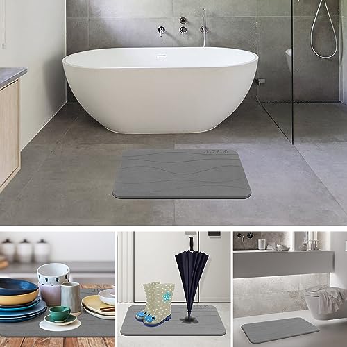 Stone Bath Mat, Diatomaceous Earth Shower Mat, Non-Slip Super Absorbent Quick Drying Bathroom Floor Mat,2 Pack, Grey - color: Gery