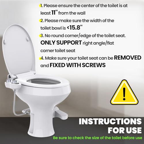 RV Bidet Toilet Seat Attachment, RV Bidet for Camper Toilet with Dual Nozzles, Self/Rear/Front Cleaning, Non-Electric, Adjustable Water Pressure, Fresh Water (Chrome Knob) - color: Chrome