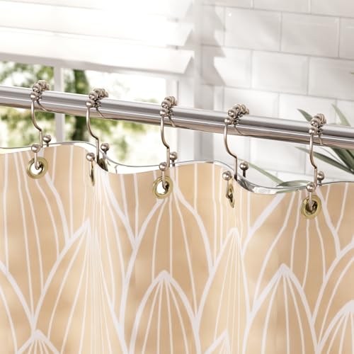 Shower Curtain Hooks Rings, Stainless Steel Shower Curtain Rings, 12Pcs Double Glide Shower Hooks for Bathroom Shower Curtain Rods Dual Rust-Resistant Shower Rings, Matte Nickel - color: Matte Nickel, style: Double Hooks