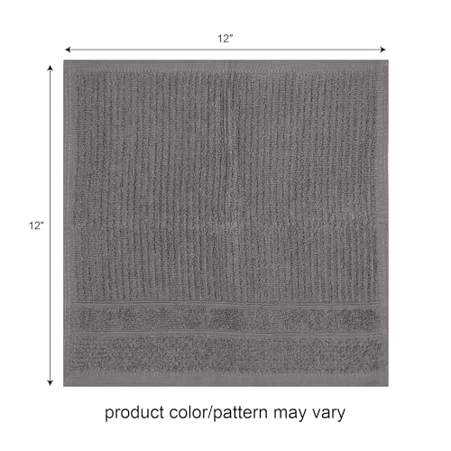 PH Pleasant Home Diamond Wash Cloths Set - 12 Pack (12” x 12”) – 509 GSM - 100% Ring Spun Cotton Wash Cloth - Super Soft and Highly Absorbent Face Towels(Dark Grey) - color: Dark Grey, style: Diamond