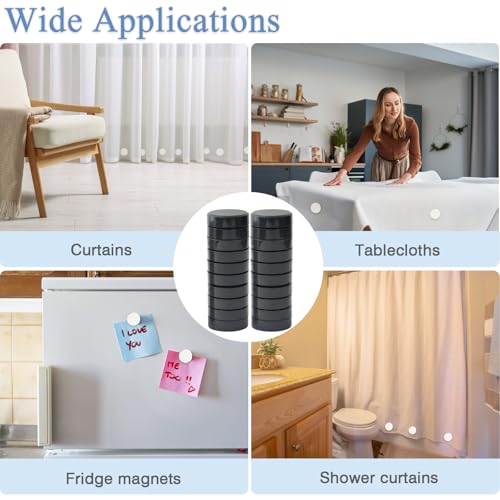 ZYNERY 18 Pcs Shower Curtain Weights, Shower Magnets for Curtain Liner, Shower Curtain Magnets Weights, Magnetic Shower Curtain Weights Bottom, Weights for Outdoor Curtains Flag Tablecloth (Black) - color: Black
