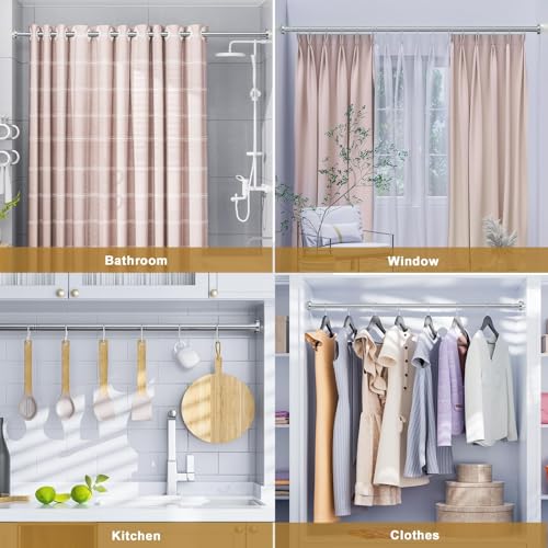 Ausemku Shower Curtain Rod Tension, 32-94 Inch Adjustable Heavy Duty Spring Tension Curtain Rod, No Drill Stainless Steel Telescoping Rod for Bathroom, No Rust, Silver - color: Silver, size: 32-94 Inches