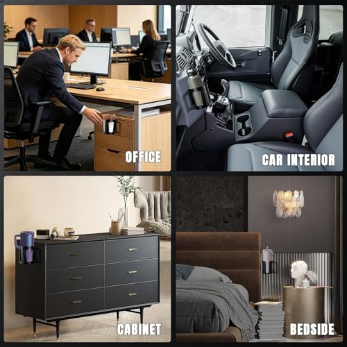 Wall Mounted Cup Holder, Adhesive Install Large Drink Holder | Shockproof, Scratchproof, Doesn't Scratch Tint, Holds Large 8-40 oz. Bottles, Mugs and Other Big Drinks in 3.15"-3.93" - size: 1 Pack