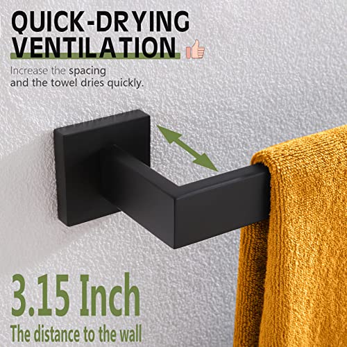 KOKOSIRI 16-Inch Single Towel Bar, Bathroom Kitchen Towel Holder, Wall Mounted SUS304 Stainless Steel Towel Rack, Matte Black, B4003BK-L16 - color: Matte Black, size: 16-Inch