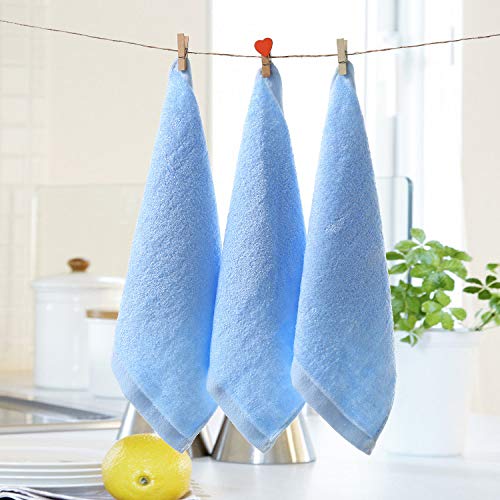 3 Pack Mini Towel, Soft Absorbent Lightweight Quick Drying Washcloth-Blue - color: Blue