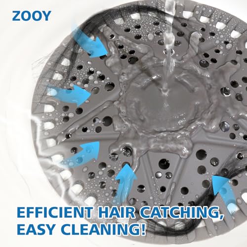 ZOOY Shower Drain Hair Catcher, 2 Pack 5.5 Inch Large Silicone Drain Cover, Rubber Hair Drain Catcher, Anti-Clog Hair Trap Strainer Protector for Shower, Bathroom, Bathtub, Tub Sink(New Gery) - color: New Grey