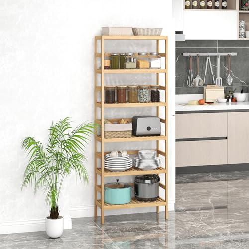 Bamboo Rack, Adjustable Bamboo Shelf, Bathroom Living Room, 6-Tier - size: 6-Tier-1