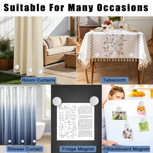20 Pcs Heavy Duty Outdoor Curtain Weights, Rubber Covered Strong Magnetic Drapery Weights, 8.8 oz Each Pair, Easy Install for Heavy Wind Outside Patio Gazebo Pergola Home-White - color: White