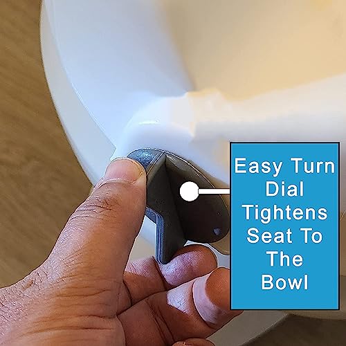 ProBasics E-Z Lock Raised Toilet Seat with Handles, 4.5" Toilet Seat Riser with Arms, Fits Most Elongated and Round Toilets, 17" Seat Width & Height, 19.25" Width Between Arms, White