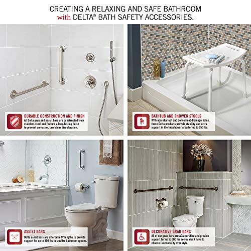 DELTA FAUCET 41918-SS Angular Modern Grab Bar, 18-Inch, Stainless, Brilliance Stainless Steel - color: Brilliance Stainless Steel, size: 18 Inch