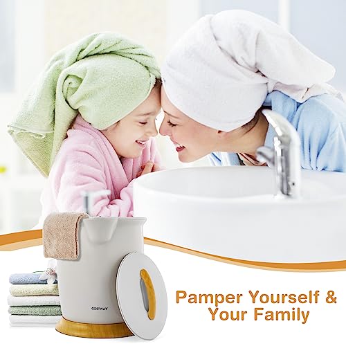 COSTWAY Bucket Style Towel Warmer, Fragrance Holder, Fits up to Two 40” x 70” Oversized Towels, Bathrobes, Blankets, Auto Shut Off, Luxury Towel Warmer for Bathroom, Spa - color: Grey