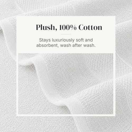 Modern Threads 6 Piece Cotton Bath Towel Set – Ultra Soft 600 GSM Towels – Bathroom Set with Hand Towels and Washcloths – Waffle (White) - color: White, style: Waffle
