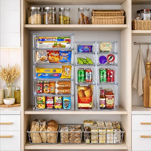 Sorbus Stackable Clear Storage Drawers, 6 Pack (2 Large + 2 Medium + 2 Small) Pull-Out Organizer Bins – Plastic Drawer Organizers for Bathroom, Vanity, Makeup, Under Sink & Countertop Organization - size: 2 Large + 2 Medium + 2 Small