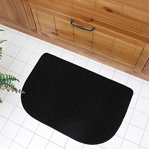 COSYHOMER 27x18 Half Round Kitchen Rug,Non Slip Washable Mat,Black 1PC | Polypropylene tufted textile,small half circle rug,kitchen sink mat,Kitchen floor mat - color: Black, size: 1'6" x 2'3" (Semicircular)