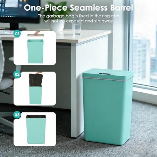 BestOffice 13 Gallon Trash Can Plastic Kitchen Trash Can Automatic Touch Free High-Capacity Garbage Can with Lid for Bedroom Bathroom Home Office 50 Liter Blue - color: Blue