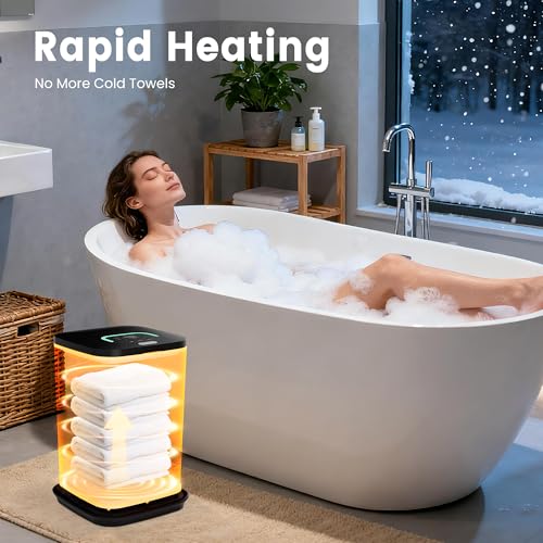 STARLEAD Heated Towel Warmers for Bathroom - 22L Large Towel Warmer Bucket, Auto Shut Off, Fits Up to Two 40"X70" Oversized Towels, Bathrobes, Blankets - color: Black-rectangle