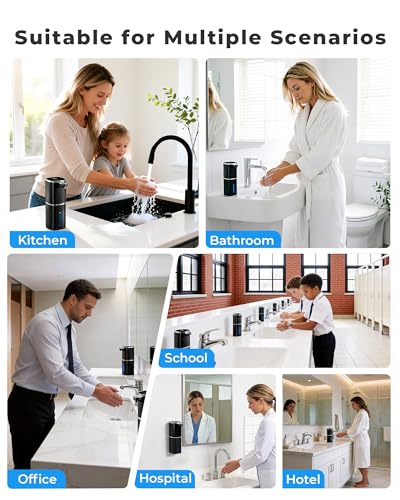 Automatic Foaming Soap Dispenser, Touchless Rechargeable | 13.5oz/400mL, with 9 Foam Levels, IPX5 Waterproof, Hands Free for Kitchen Sink & Bathroom - color: Black Foam
