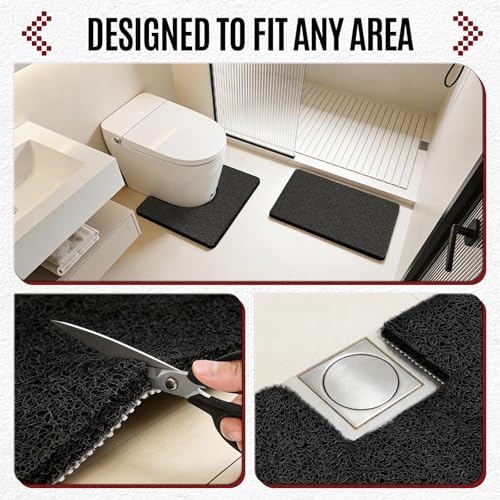 17 * 24in Shower Mat Bathtub Mat Non Slip | Bathmats Non Slip, Quick Drying Foot Scrubber Loofah Mats for Inside Shower, Tub, Bathroom, Home, Black - color: Black, size: 24" x 17" (Rectangular)