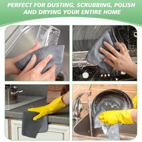 Dish Cloth for Washing Dishes Kitchen Washcloth Cleaning Cloth | 12x12inch 10pack Kitchen Towels Rags, Microfiber Cleaning Cloths, Wash Cloths with Poly Scour Side, Wholesale, Dark Grey - color: Dark Grey, size: 12inchx12inch 10pack