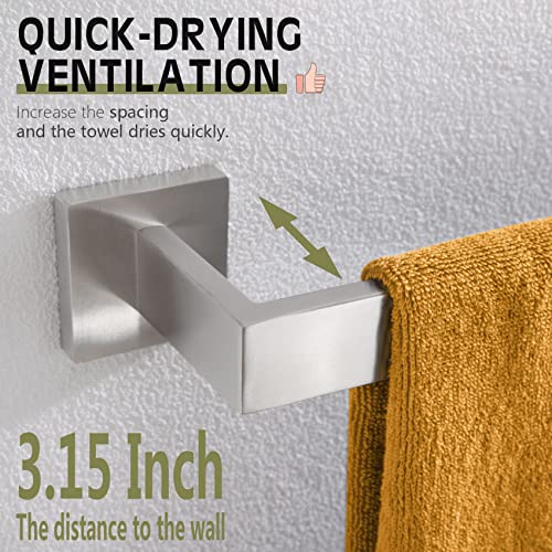 KOKOSIRI 16-Inch Single Towel Bar, Bathroom Kitchen Towel Holder, Wall Mounted SUS304 Stainless Steel Towel Rack, Brushed Nickel, B4003BR-L16 - color: Brushed Steel, size: 16-Inch