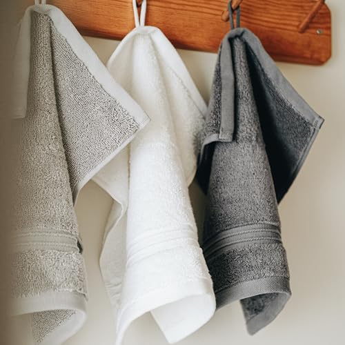 Milara Turkish Super-Plush Wash Cloths Set 4-Piece | Premium 100% Cotton Washcloths Absorbent, Durable with Hanging Loops | Anthracite (Dark Gray) Bath Washcloths, (13 x 13 Inch) - color: Anthracite (Dark Gray), size: Wash Cloth (4 Pcs) - 13" x 13"