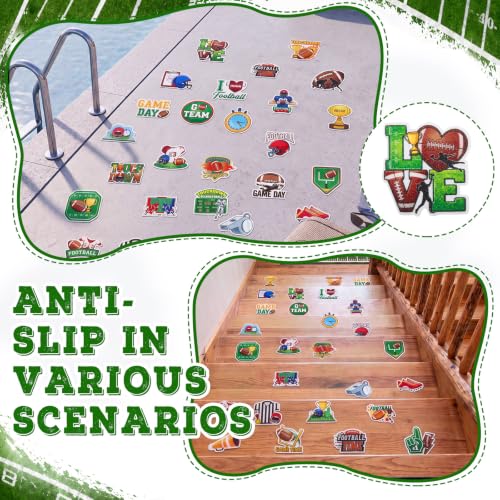 Fullhawl 30 Pcs Football Non Slip Bathtub Stickers Colorful Football Anti Slip Shower Stickers Shower Floor Nonslip Sticker Applique Adhesive Decals Treads with Scraper for Bathtub Bathroom Floor - style: Football