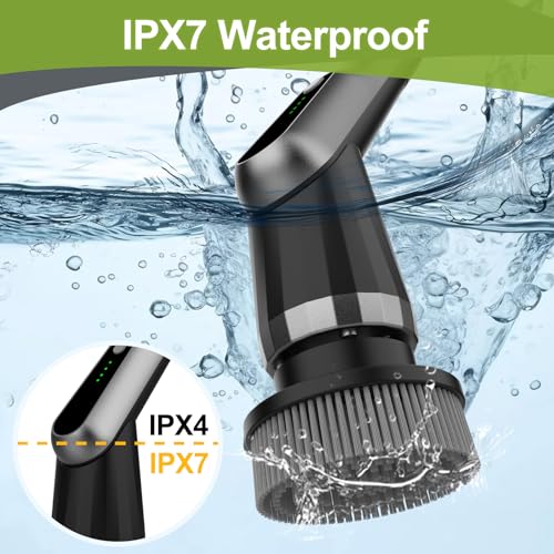 WKY-Electric Spin Scrubber - Upgraded 10-in-1 IPX7 Waterproof Shower Scrubber, Retractable Handle & 2-Speed for Toilet, Bathroom, Bathtub, Tile Floors - color: Black