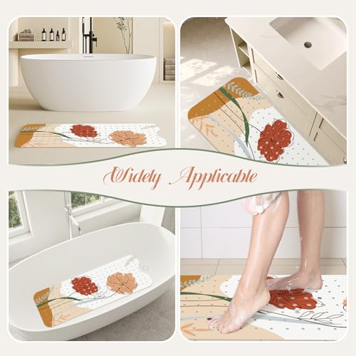 SHUCHING Bath Mat for Tub Non Slip-40x16 Inch, Boho Flower | Bathtub Mat for Women Mold Free, Long Shower Mat for Inside Shower with Suction Cup, Machine Washable - color: Boho Flower