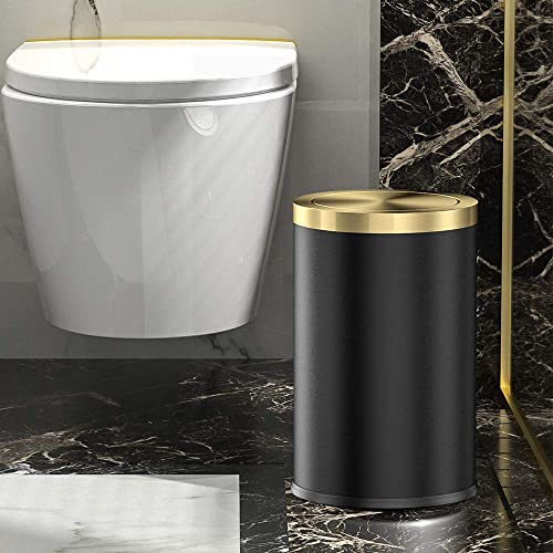 2.6 Gallon Bedroom Trash Can with tainless Steel Lid,Business Trash Bin,Elegant Garbage Can,White Waste Basket, for Bathroom itchen Living Room Office Hotel Cafe - color: white