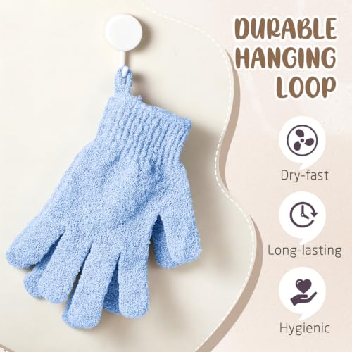 Didaey 104 Pcs Exfoliating Glove Bulk Shower Gloves with Hanging Loop Exfoliating Body Scrubber Dead Skin Remover for Body Bath Beauty Spa Massage Scrubs Men Women Bathing (Light Blue) - color: Light Blue