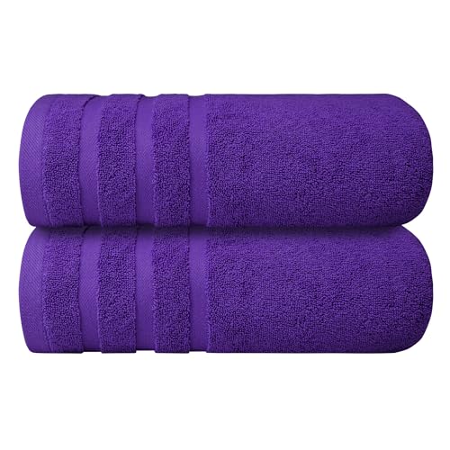Infinitee Xclusives 100% Ring-Spun Cotton Bath Towels for Bathroom - Pack 2 | Luxury Super Soft, Absorbent & Quick-Drying |27x54 inches| Large Bathroom Towels Set |600 GSM| Gym, Shower, Spa & Hotel Use - color: Profound Purple