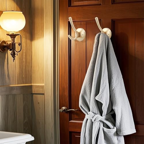 TOFIIGREM Gold Hat and Coat Hooks, 4 Pack Heavy Duty Coat Robe Hook, Metal Double Backpack Hook Wall Mounted, Towel Hooks for Bathroom Entryway Cubicle Closet Garage - color: Gold, size: 4 Pack
