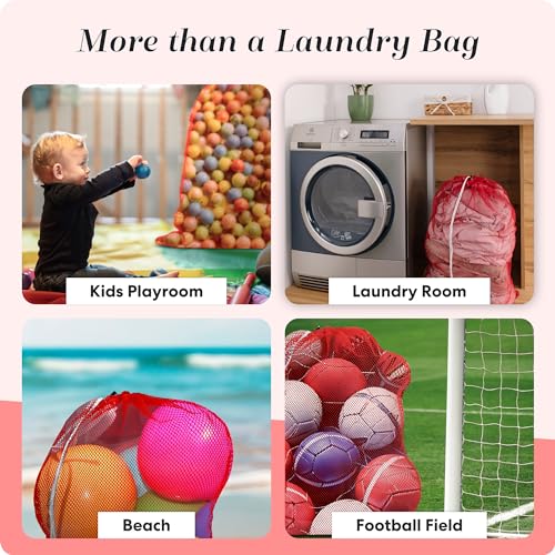 Handy Laundry Mesh XL Laundry Bag, 24" x 36" Heavy Duty, Durable Drawstring Closure, Machine Washable, Large Capacity for Delicates, Travel, College Dorm, Apartment, Red | XL 24x36 Mesh Laundry Bag, Secure Drawstring, Heavy Duty, Machine Washable, for Del