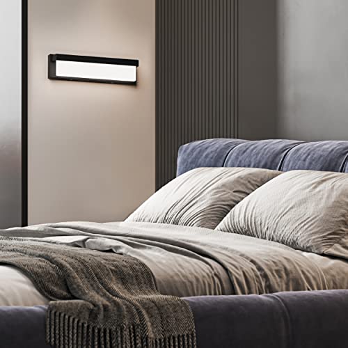 LED Bathroom Vanity Light Fixture Over Mirror 16.5 inch Modern Rectangle Black Matte Metal Lighting Bar 4000K Daylight Wall Sconce (Black) - color: Black, size: 16 inch