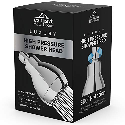 High Pressure Shower Head - Powerful Deluxe Bathroom Showerhead with Strong Spray Stream and Small Silicone Nozzles - Universal Fit Works with High and Low Water Flow Showers (Chrome)-1.8 GPM - color: Chrome, size: 1.8 GPM