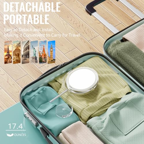 Auxmir 1X/30X Double-Sided Makeup Mirror, 6.7" Magnifying Mirror | 360°rotation, tweezers, vanity desk table stand travel, stainless steel and ABS construction, 30X magnification - color: 1x/30x-6 Inch