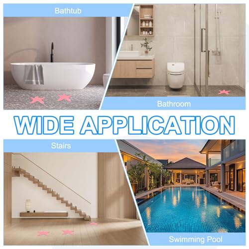 PATIKIL Bathtub Non Slip Stickers 3.86x3.86 Inch, 6 Pack Starfish Safety Shower Floor Anti Slip Stickers with Adhesive Decals Scraper for Bath Tub Shower Floor Stair, Black - color: Black