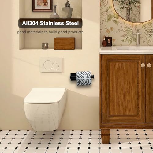 Wall-Mount Toilet Paper Holder, Open Arm, Matte Black | SUS304 stainless steel, screw mount, fits standard, large and mega rolls, concealed caps, mounting hardware included - color: Matte Black