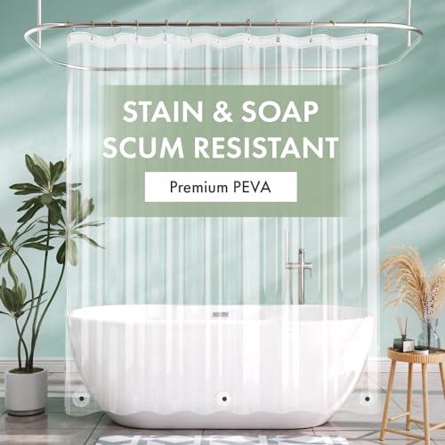 AmazerBath 70x72 Inch Shower Curtain Liner, RV Clear Shower Curtain Liner, Waterproof Plastic Shower Liner, Lightweight PEVA Shower Curtain for Bathroom with 3 Magnets and 12 Rustproof Metal Grommets - color: Clear, size: 70"W x 72"L (Pack of 1)