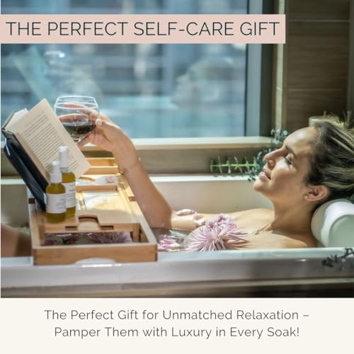 Bath Pillow and Bathtub Tray Set for Tub | Luxurious, Relaxing Home Spa Accessories with Bath Tub Pillows for Head and Neck, Foldable Bath Tray Caddy Organizer | Relaxation Gifts for Women Self Care - style: Bath Pillow and Tray
