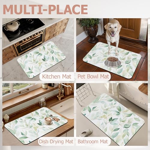 Eucalyptus Leaves Bathroom Rugs,Bath Mats for Bathroom,Sage Green Leaf Low Pile Absorbent Bath Mat,Rubber Backing Non Slip Washable Thin Quick Dry Door Mat 17x29.5 Inch - color: Eucalyptus Leaves,sage Green Leaf