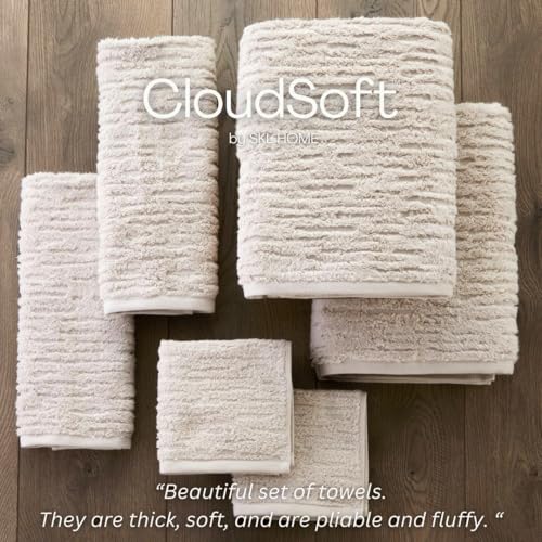 SKL Home CloudSoft Cotton Luxury 4 Pc Bath Towel Set, Oatmeal - color: Oatmeal, style: Bath Towels (Set of 4)