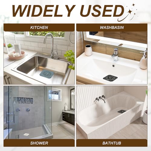 uxcell 2 Pcs Square Drain Cover, 5.7 Inch Shower Hair Catcher Drain Cover for Shower Room Bathtubs Kitchen Sink Laundry Room, Black - color: Black