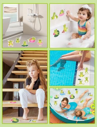 26Pcs Non Slip Bathtub Stickers, Cute Frog Stickers with Scraper | Anti Slip Bath Tub Shower Decal with Adhesive Back for Bathroom, Shower Stairs - color: Frog, size: 26Pcs