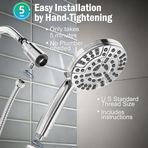 9 Settings High Pressure Magnetic Shower Head with Handheld | Power Wash for Tub&Tile, Magnetic Bracket, Pause Mode for Water Saving, Easy Clean Nozzles, 6ft Hose, Premium Chrome - color: Premium Chrome