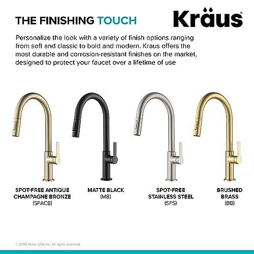 KRAUS Oletto Single Handle Pull Down Kitchen Faucet in Spot Free Stainless Steel, KPF-2820SFS - color: Spot Free Stainless Steel, style: Pull Down Faucet